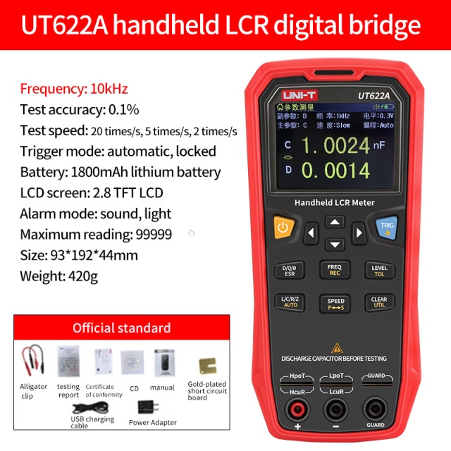 Uni t UT622A UT622C UT622E 數字LCR表手持式頻率電感電阻電容測試儀萬用表歐姆表數字橋 蝦皮購物