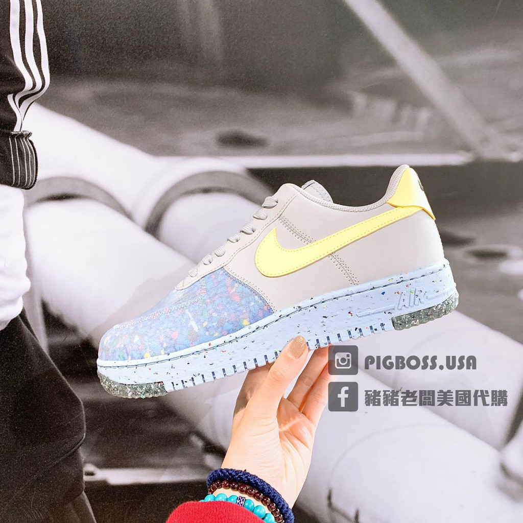 豬豬老闆NIKE Air Force 1 Crater 經典 皮革 男款 白灰CZ1524 100 灰藍 001 蝦皮購物