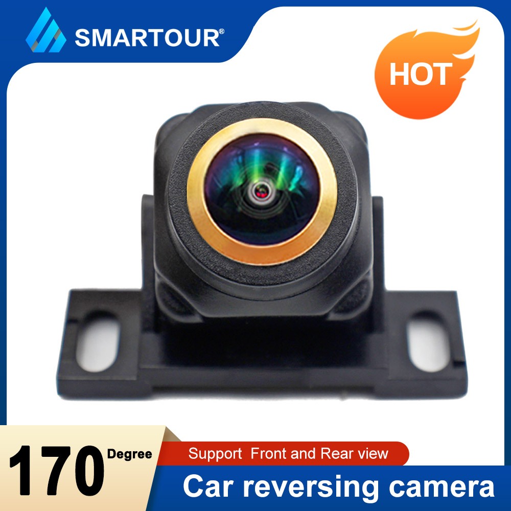 SMARTOUR HD 170魚眼星光夜視 高清倒車攝像頭 CVBS CCD 車用通用金色倒車鏡頭 NTSC 蝦皮購物