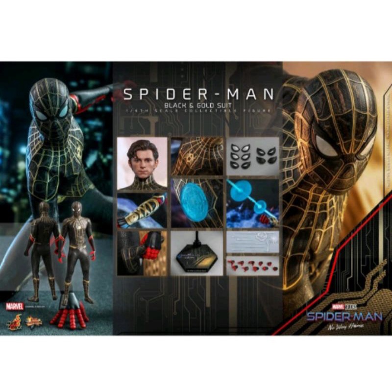 野獸國 Hot Toys mms604 蜘蛛人 無家日 蜘蛛人 黑金戰衣 彼得帕克 Spider Man 蝦皮購物