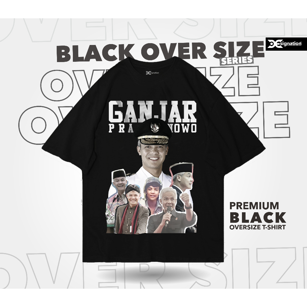 Hitam Designation Kaos VINTAGE GANJAR PRANOWO Oversize 黑色棉質精 蝦皮購物