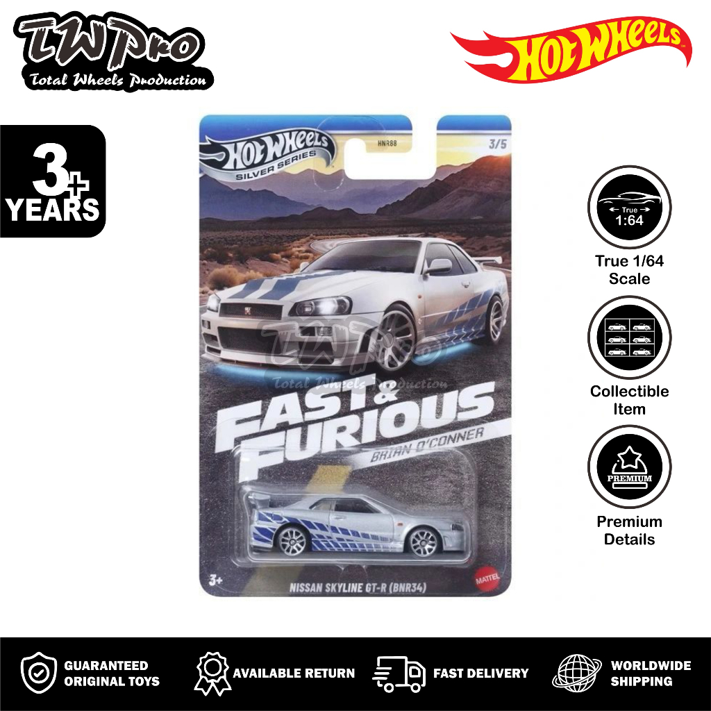 HOT WHEELS NISSAN 風火輪速度之怒 2025 年布賴恩奧康納日產天際線 GT R R34 蝦皮購物