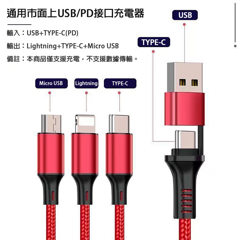 A Usb Pd Lightning Type C Micro Usb