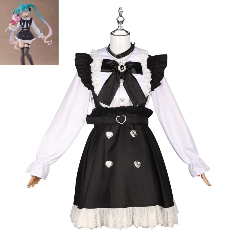 初音未來花邊揹帶裙cosplay服裝地雷系miku少女JK制服套裝 蝦皮購物