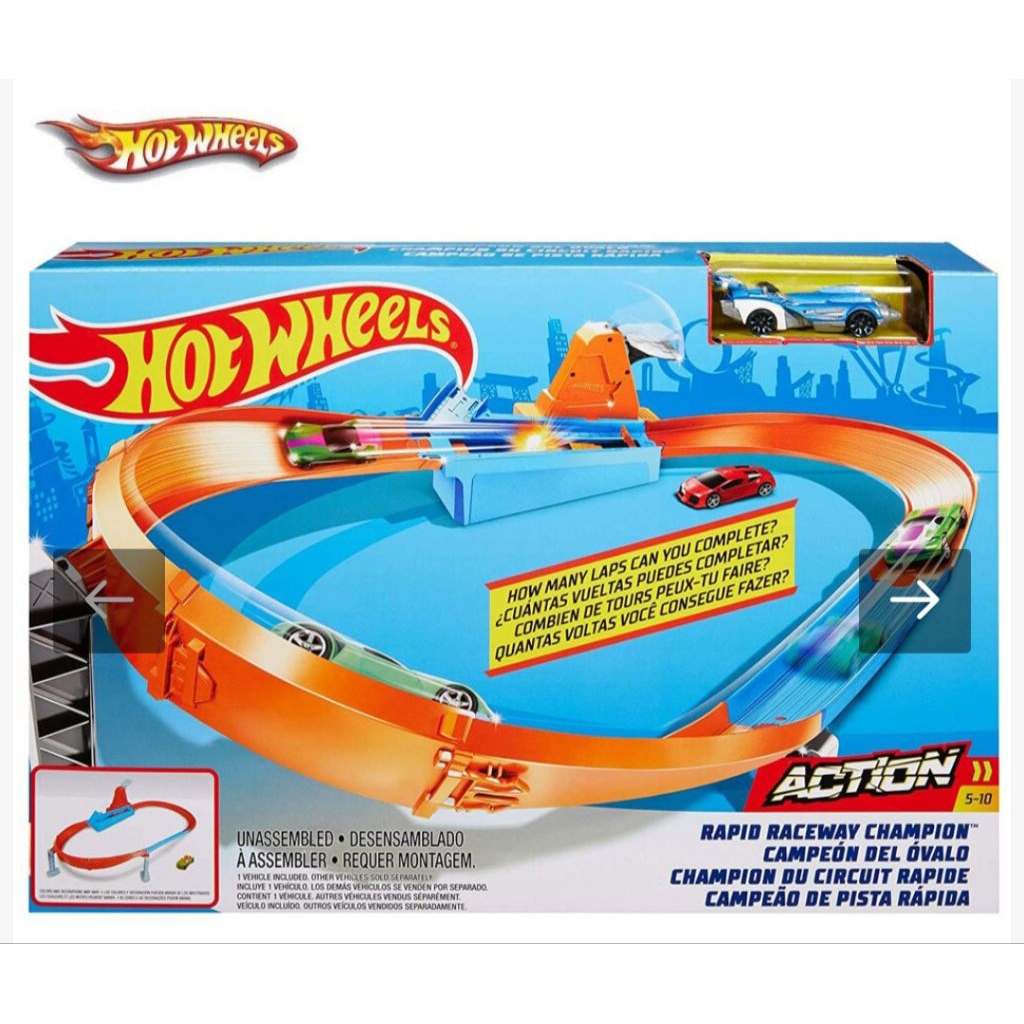 飛行屋 全新品 Hot Wheels 風火輪 奪標系列軌道組附小車一台橢圓形軌道 材質 PP 蝦皮購物