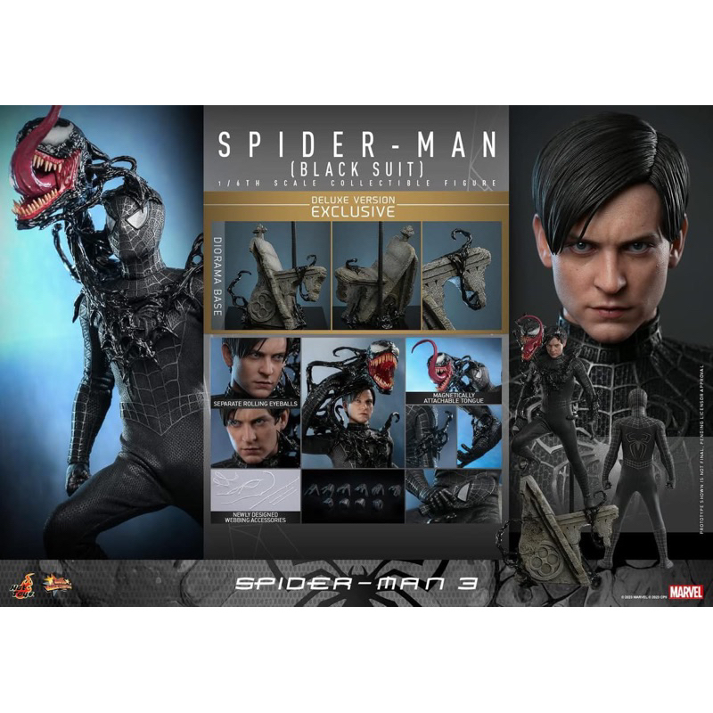 玩具狂人全新未拆 現貨 野獸國 HOT TOYS MMS728 蜘蛛人3 蜘蛛人黑色戰衣款 豪華版 蝦皮購物