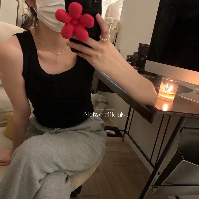 Metwo 夢想攝影首爾家｜女神U領背心 無袖背心 內搭 小可愛 黑色背心 灰色背心 疊穿背心 細肩帶 | 蝦皮購物