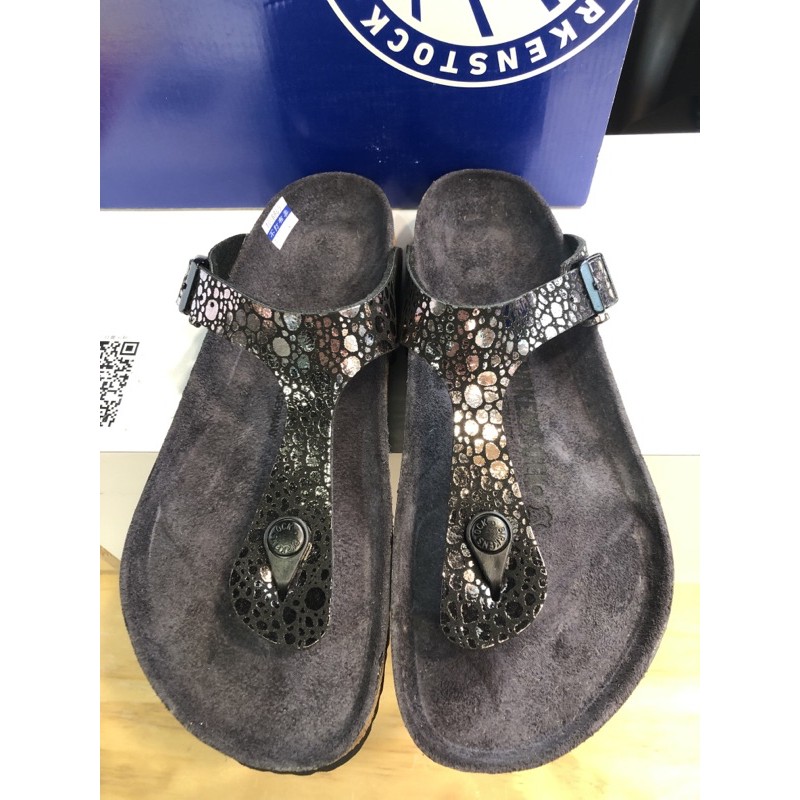 birkenstock gizeh metallic stones black