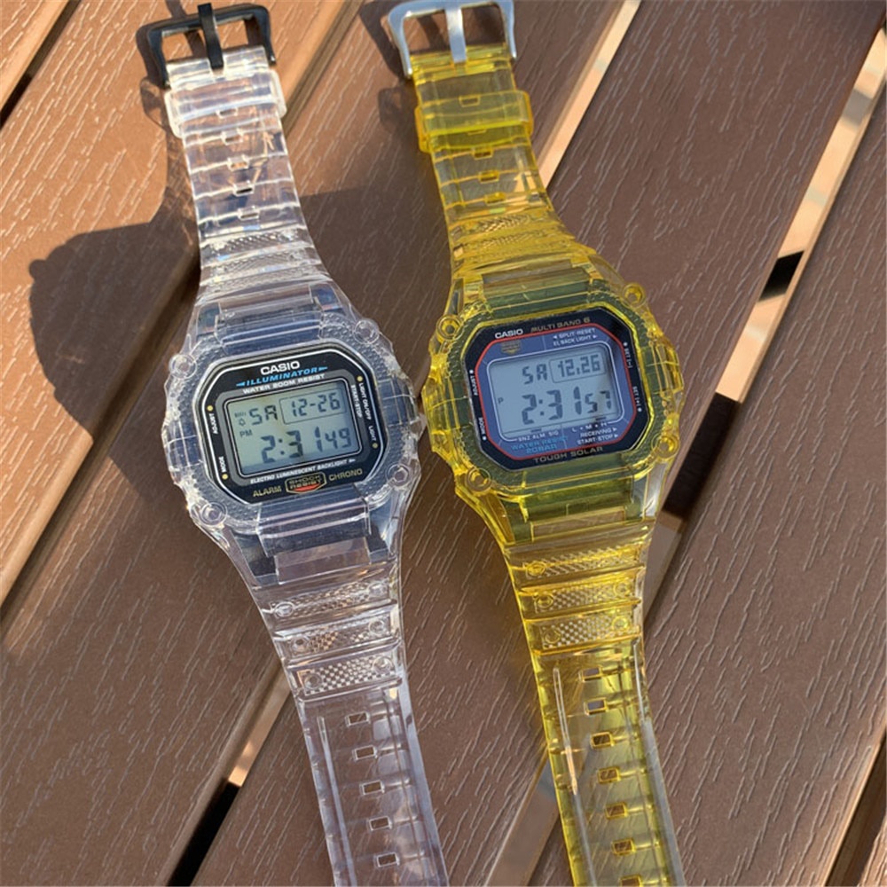適用卡西歐Casio GWX-5600 GLX-5600 GLS-5600 錶帶錶殼一體橡膠透明腕