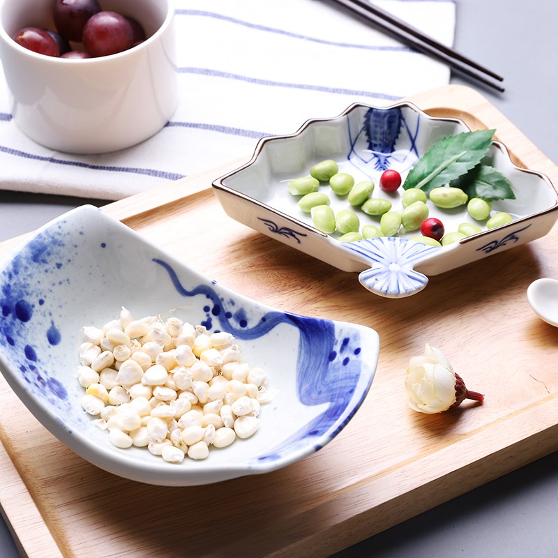 居酒屋扇形盤船碗 小菜盤 前菜碗 零食碗 下酒菜 盤子 小碟子 小碗 藍色 白色【波仔家生活雜貨舖】 | 蝦皮購物