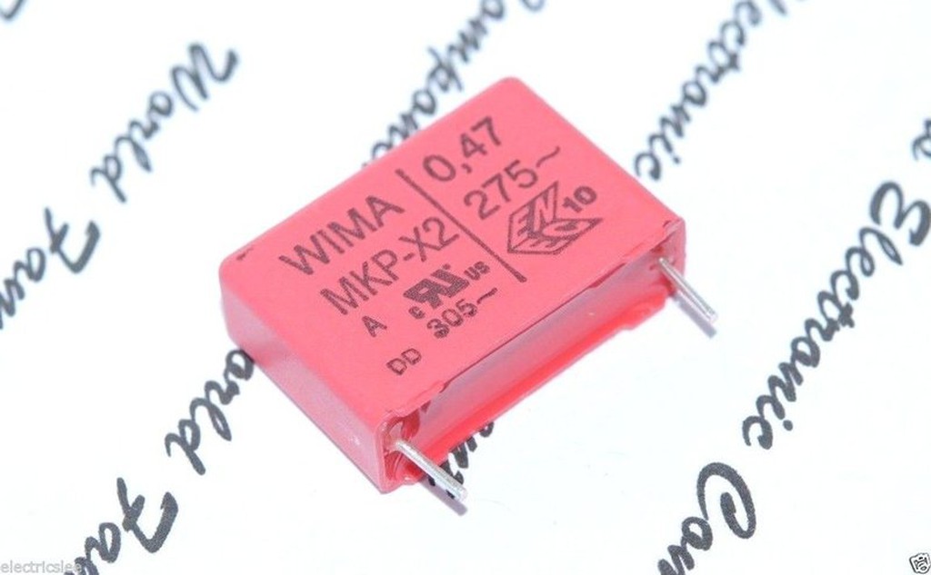 5x WIMA MKP-X2 0.47µF 275Vac 20% Film Capacitors - 22.5mm Pitch, Made In Germany