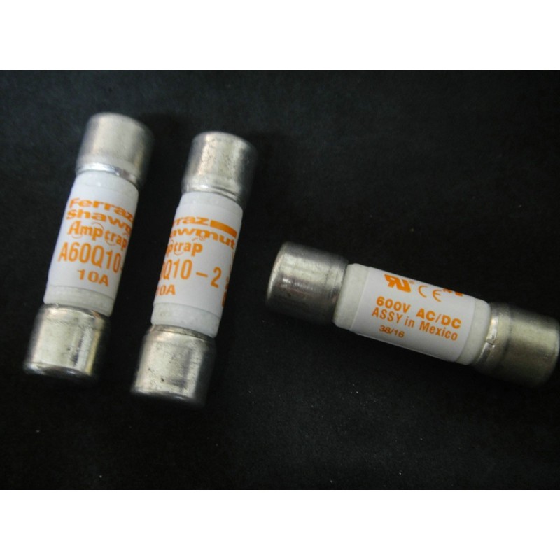 Fusible Ferraz Shawmut A60Q10-2 - 10A, 600Vac, Type AMP-TRAP 10x38mm, Original, Neuf