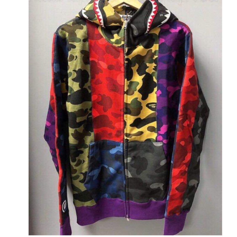 實體店面MIX CAMO CRAZY SHARK ZIP HOODIE 拼接鯊魚外套| 蝦皮購物