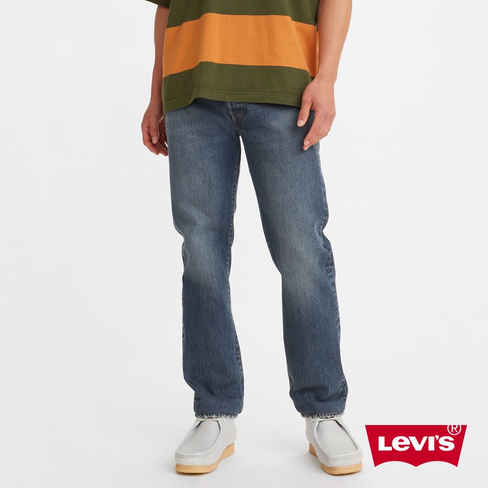 Levis 501上寬下窄排釦修身窄管牛仔褲/ 精工復古刷白/ 赤耳男款28894