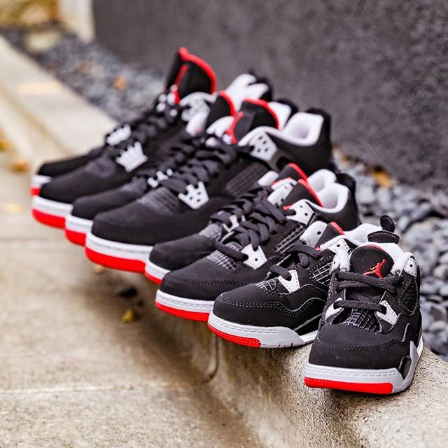 柯拔Air Jordan 4 Retro OG Bred 308497-060 女鞋中童小童AJ4 老屁股黑