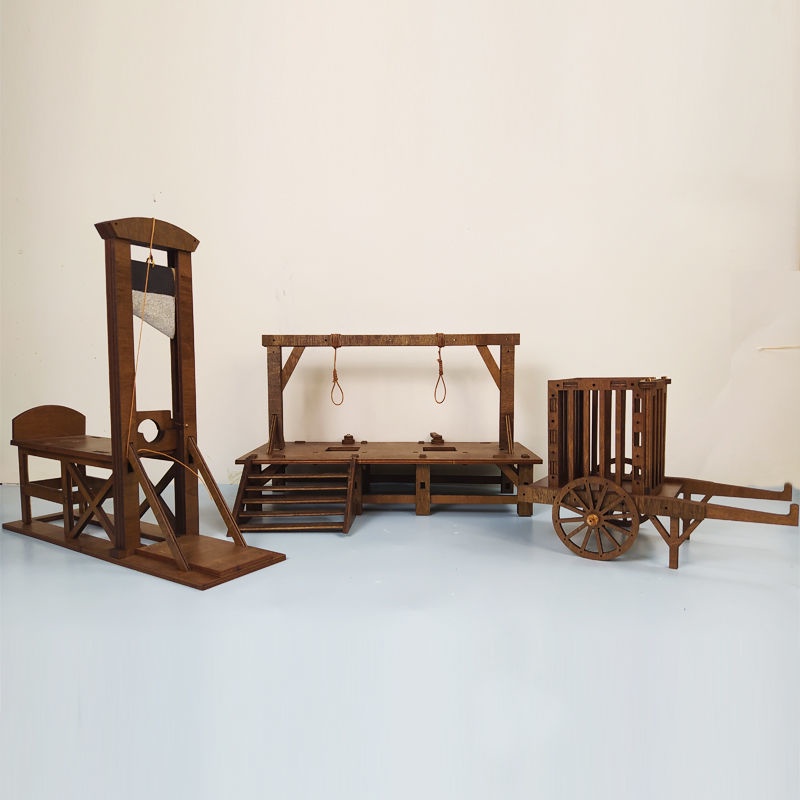 軒佳精品迷你手工刑具模型木質斷頭臺絞刑架囚車兵人模型場景古代刑具道具可開發票 | 蝦皮購物