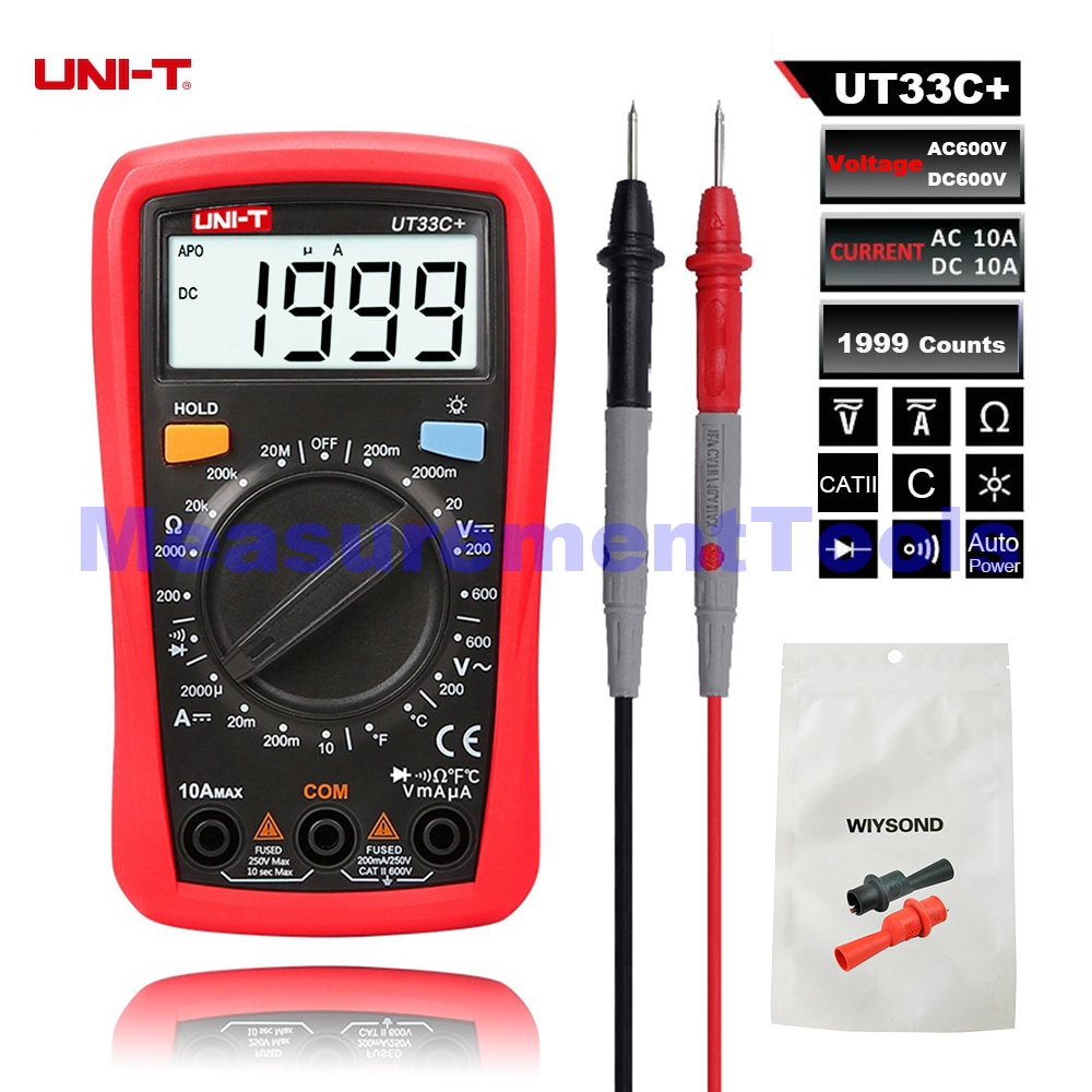 UNI-T UT33C+ 數字萬用表 DMM DC/AC V/A 帽頻率 Res 二極管測試儀手動 LCD 儀表電流表萬 | 蝦皮購物
