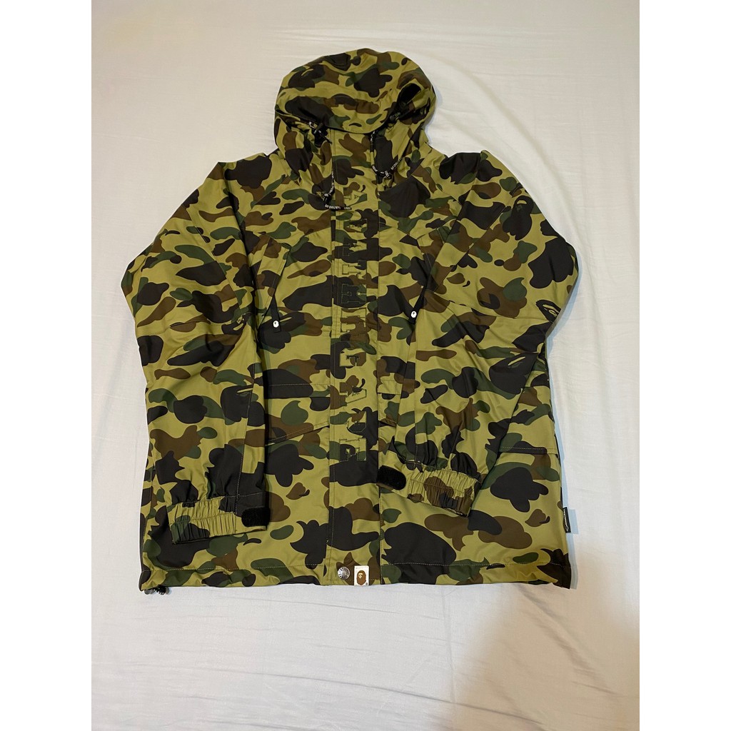 二手美品 BAPE GORE-TEX 1st CAMO SNOWBOARD JACKET 綠迷彩 雪衣 衝鋒外套 L