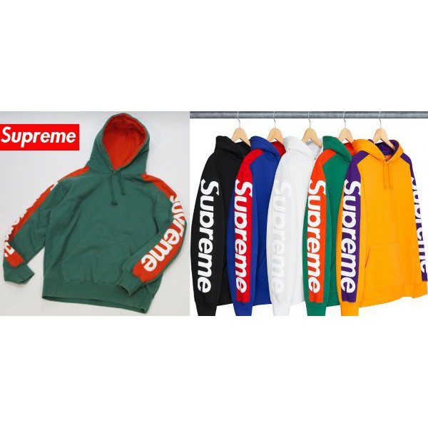 SUPREME 18SS Sideline Hooded Sweatshirt 綠橘 S