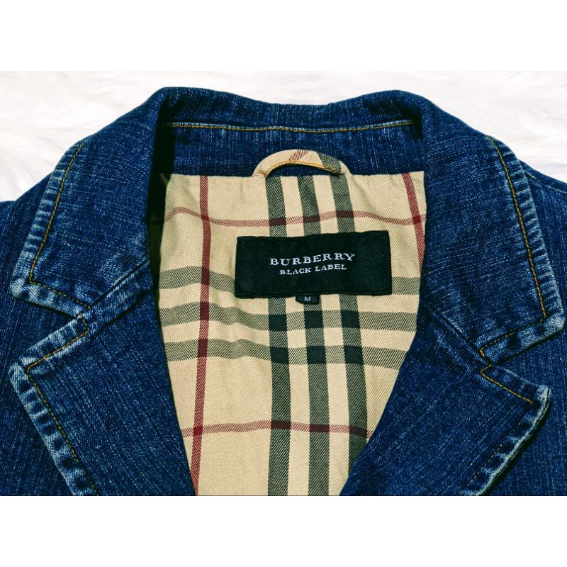 Burberry black label 牛仔外套 日本製 M號 藍 7成新 中古二手古著