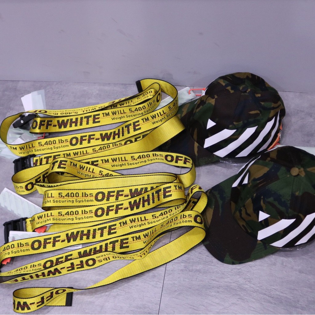 出清「現貨」OFF WHITE OW 迷彩帽子【加州歐美服飾】綠色迷彩白色斜線