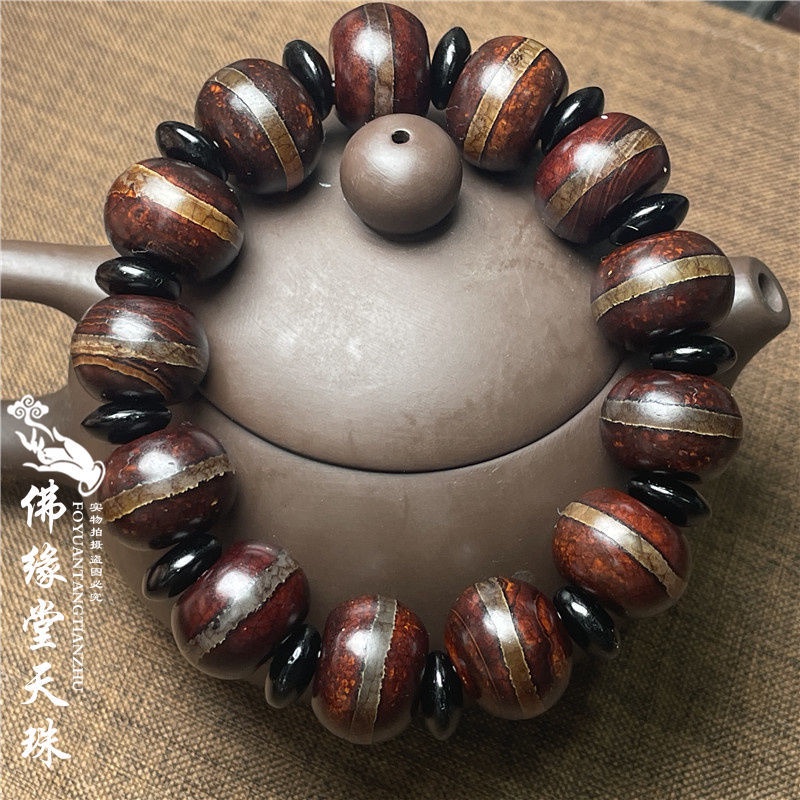 西藏天然瑪瑙天珠保真瑪瑙三眼九眼天珠手串男女款民族風天珠手串
