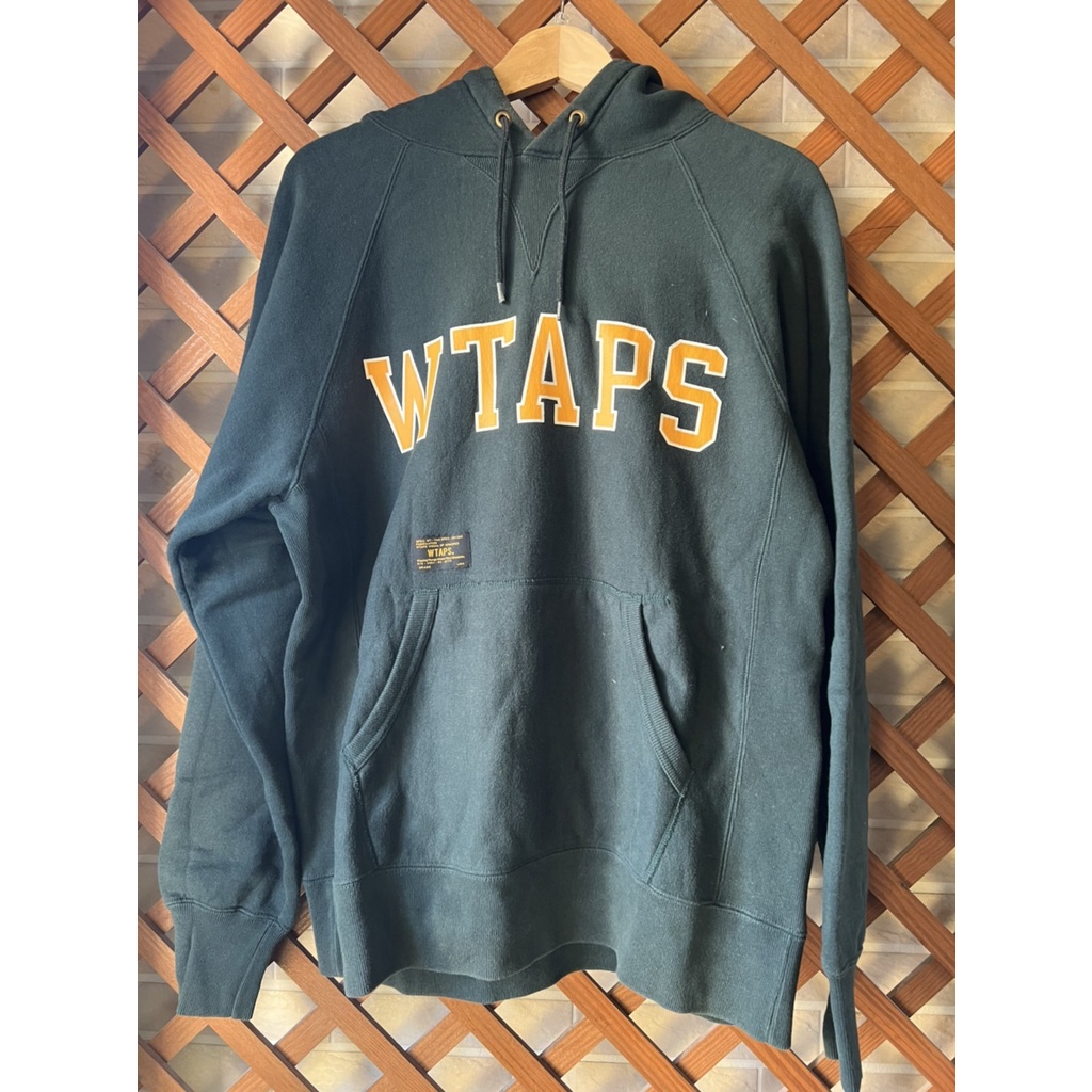 Wtaps 15ss Design Hoody Sweater Cotton 連帽Tee 大學字體深綠軍綠 