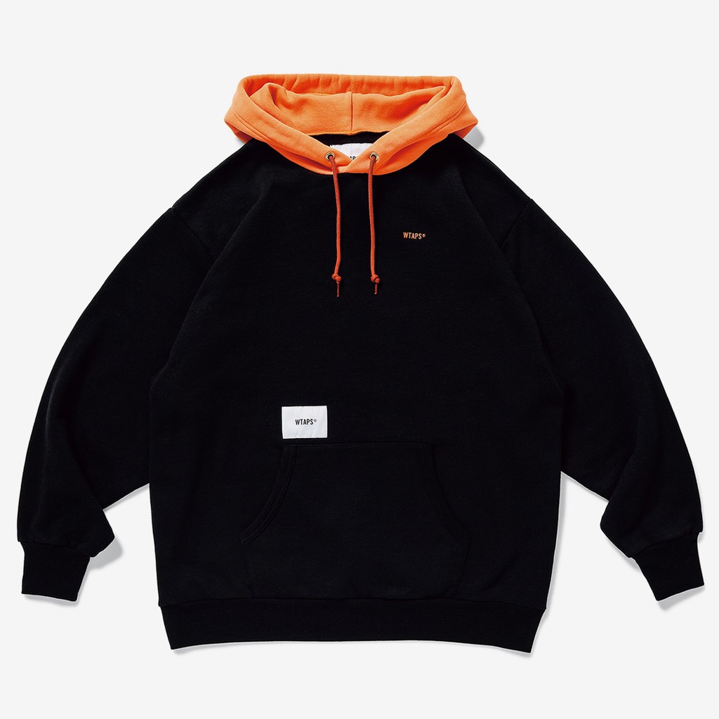 全新現貨黑橘色M 號19AW WTAPS SWITCH SWEATSHIRT COPO HOODED 拼接帽T 