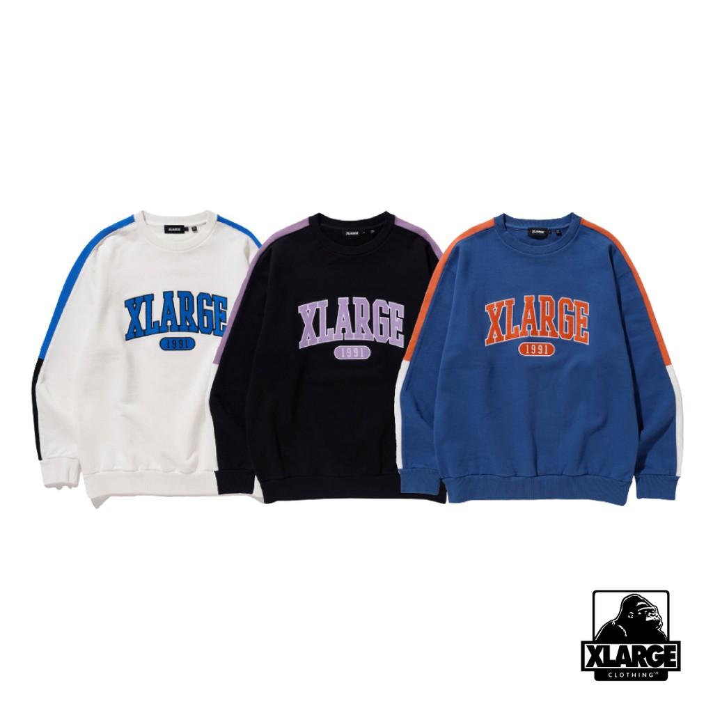 XLARGE PANELED CREWNECK SWEAT LOGO長袖運動衫101211012002