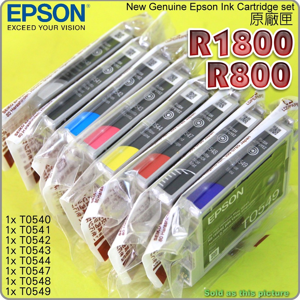 #鈺珩#EPSON Stylus Photo R1800/R800 原廠墨水匣 T0540,T0541 T0542~9 | 蝦皮購物