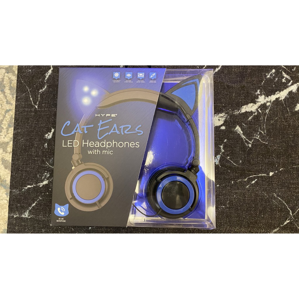 (全新)美國進口貓咪耳機 HYPE CAT EARS LED Headphones with mic 蝦皮購物