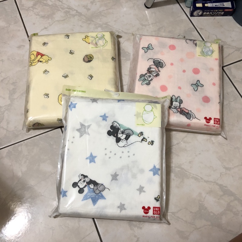 Uniqlo日本DISNEY BABY 100%棉購寶寶包巾紗布包巾紗布被新生兒Disney | 蝦皮購物
