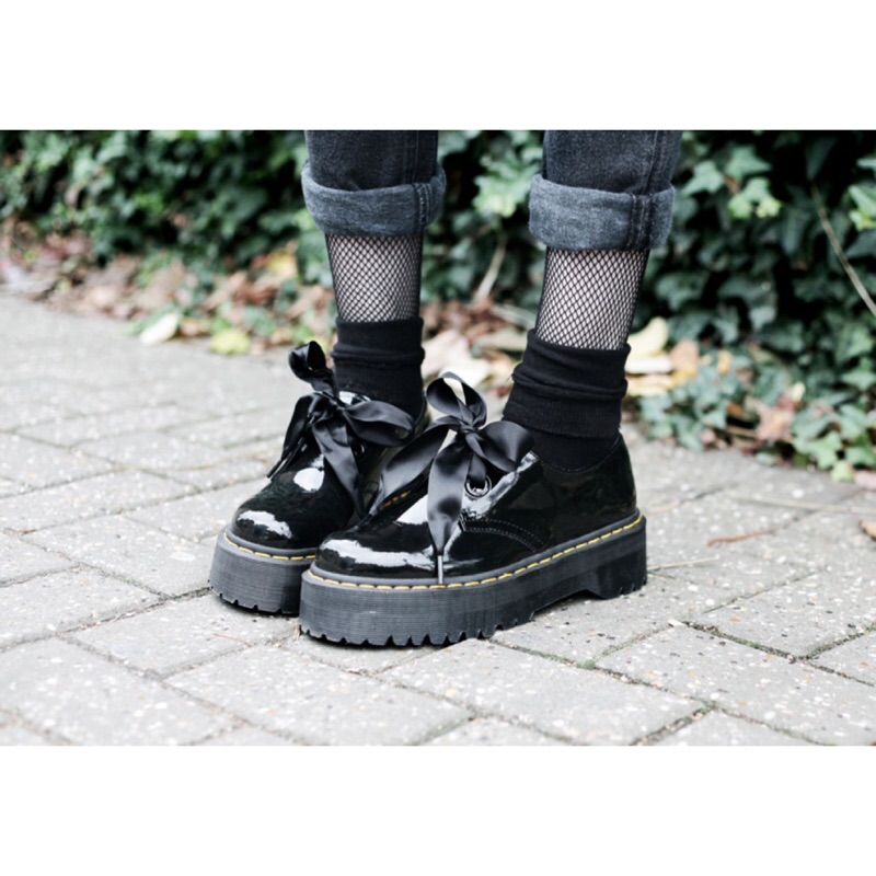 Dr Martens Holly Oxford 厚底漆皮面厚底兩孔緞帶牛津鞋UK3-9
