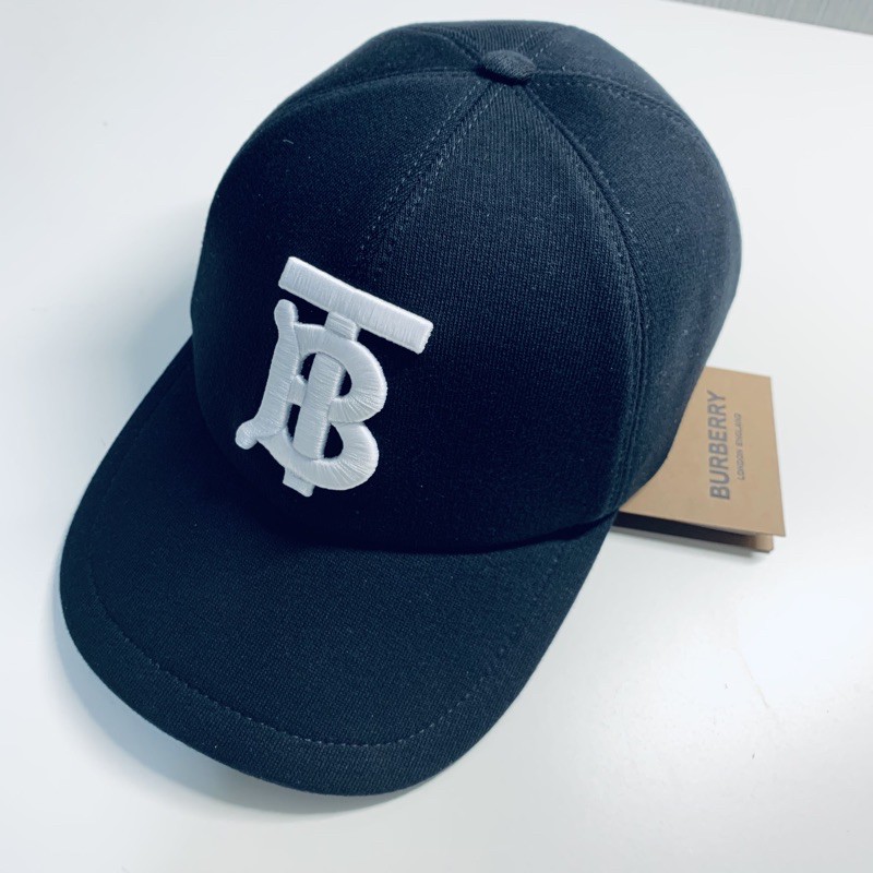 「BURBERRY」經典款 TB baseball cap棒球帽 黑 size M