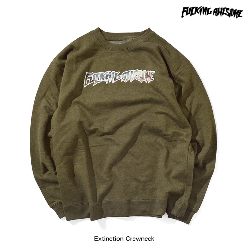 LESSTAIWAN ▽ Fucking Awesome Extinction Crewneck LOGO大學TEE 