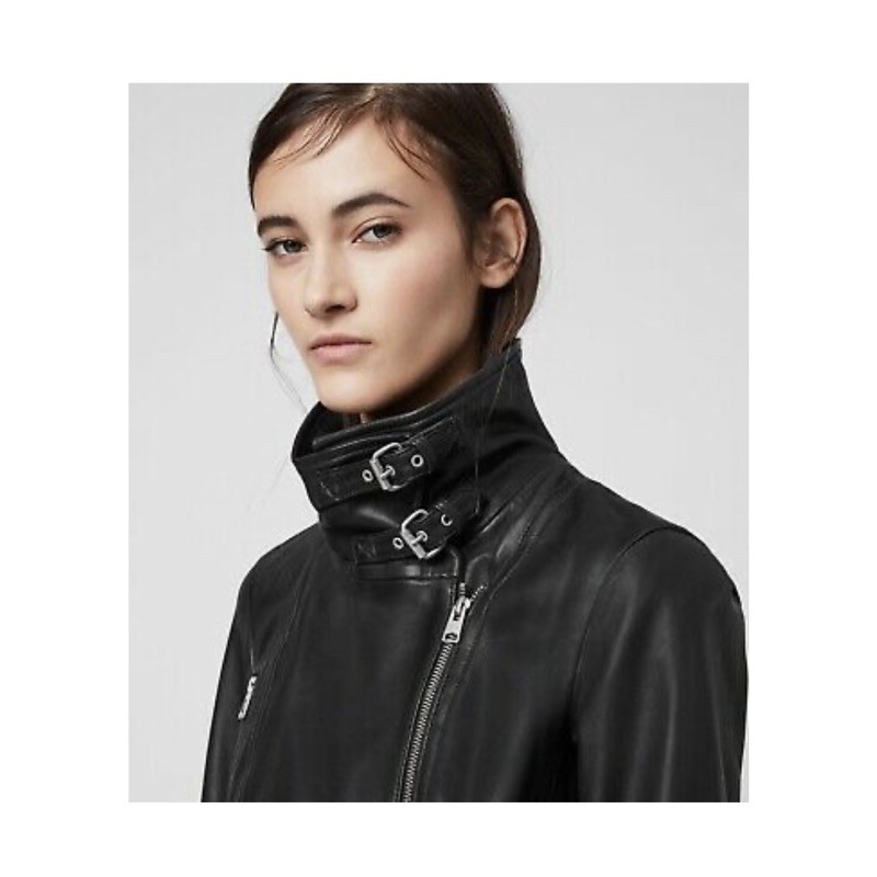 All Saints Bales Black Leather Biker uk8 | 蝦皮購物