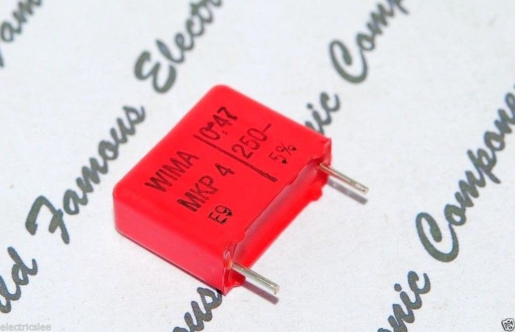 Kit 5 peças - Capacitor Poliéster 470nF 250V (470K) - Passo 10mm 470nF