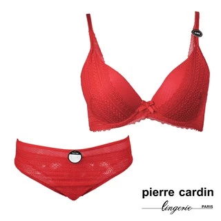 【皮爾卡登】C罩 魅影雕花蕾絲托提內衣(成套-RED紅)-707-73499C