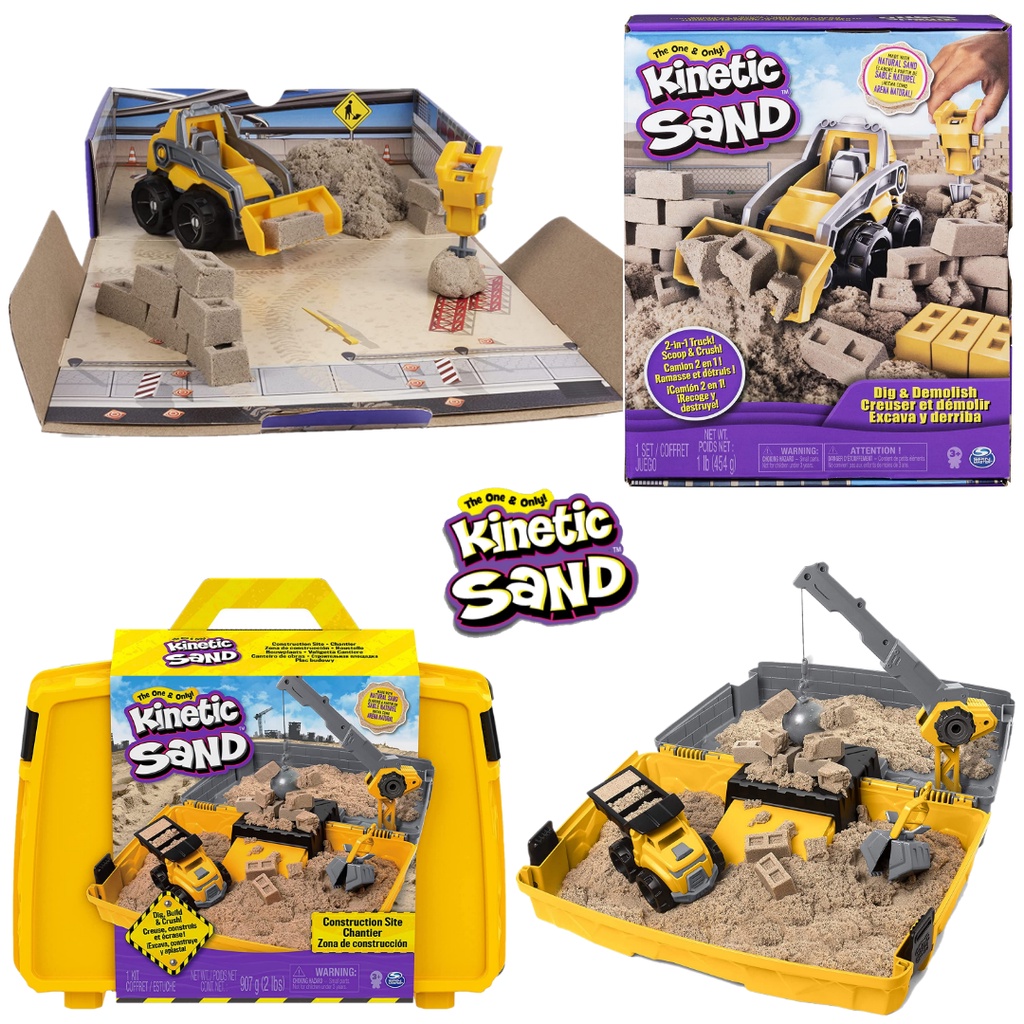 Kinetic sand - coffret chantier creuser et demolir 454 g