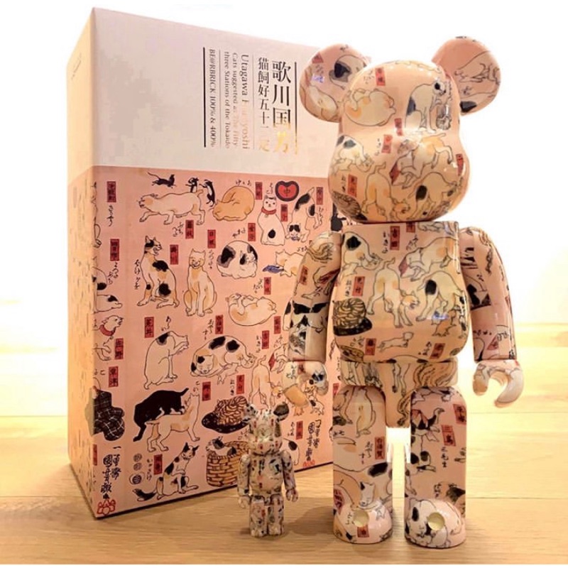 BE@RBRICK 浮世繪系列 歌川國芳 猫飼好五十三疋 400% + 100%