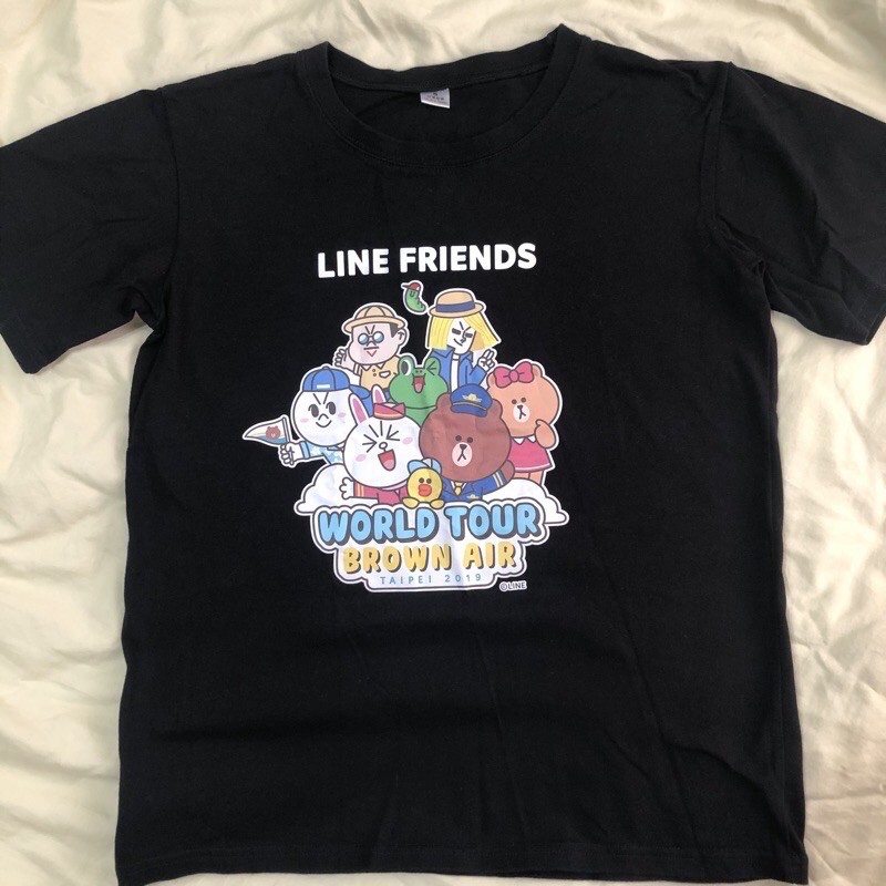 line friends 世界巡迴之旅 周邊 短袖 黑 | 蝦皮購物