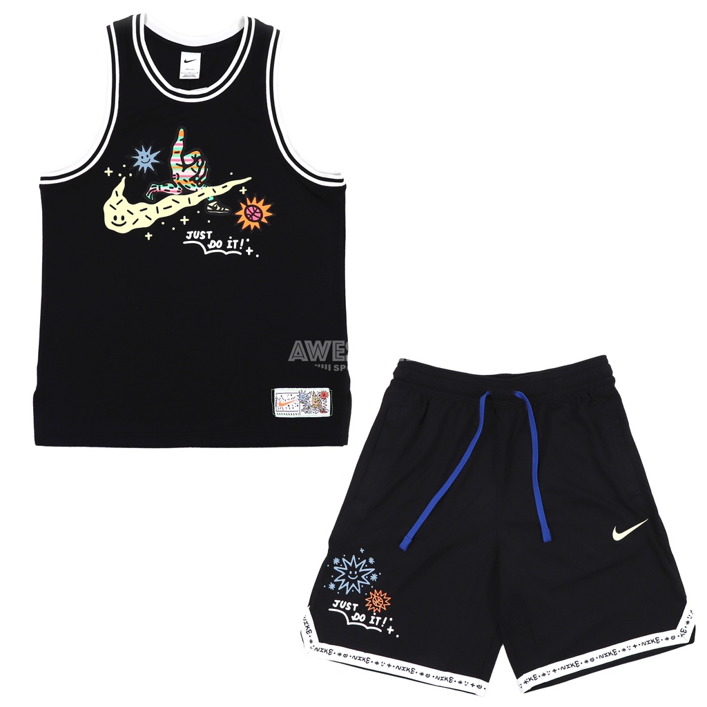 [歐鉉]NIKE DRY 黑 趣味LOGO 塗鴉 透氣 運動背心 背心 DV3191-010 短褲 DV3193-010