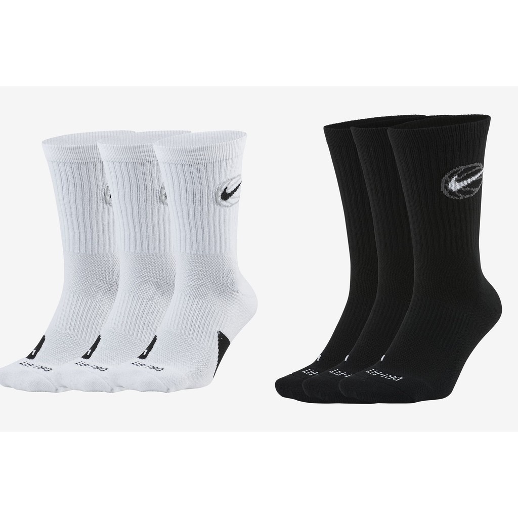 NIKE CREW EVERYDAY男女款 舒適 襪子 三雙入 籃球襪 白DA2123-100 黑010 | 蝦皮購物