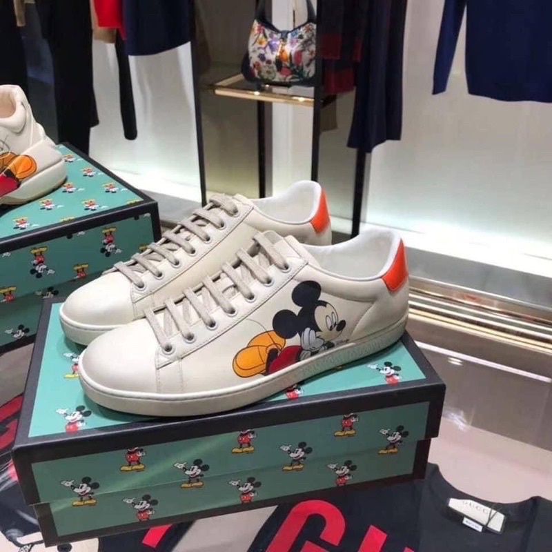 (WMNS) Disney x Gucci Ace Low 'Mickey Mouse - Ivory' 602129-AYO70-9591 US 8½