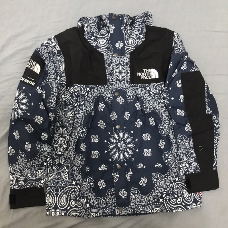 全新 賣場唯一 Supreme x the north face Bandana Mountain 藍變形蟲衝鋒衣