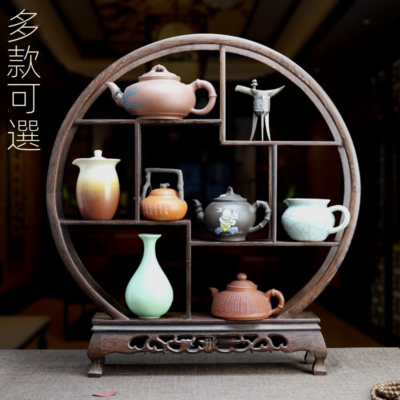 ♥免運♥ 博古架 置物架 茶壺展示架 木人居鷄翅木小博古架茶壺架子 紅木中式多寶閣 實木展示架擺件 | 蝦皮購物