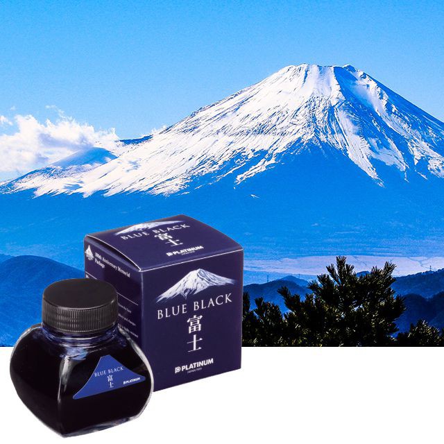 日本白金100周年紀念限定鋼筆墨水INK-1500F 60ml富士山藍黑色富士山 