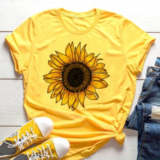 Sunflower Bee Kind 黃色女士 T 恤美學圖案短袖棉滌綸 T 恤