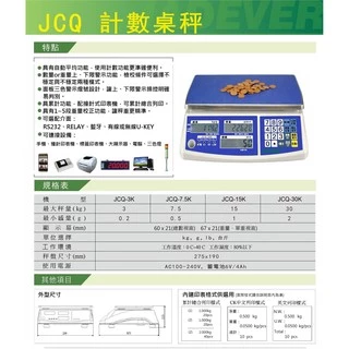 電子計數秤 JCQ計算數量專用 【15kg * 1g】 充電式、超大字幕 - 【有店面有保固】