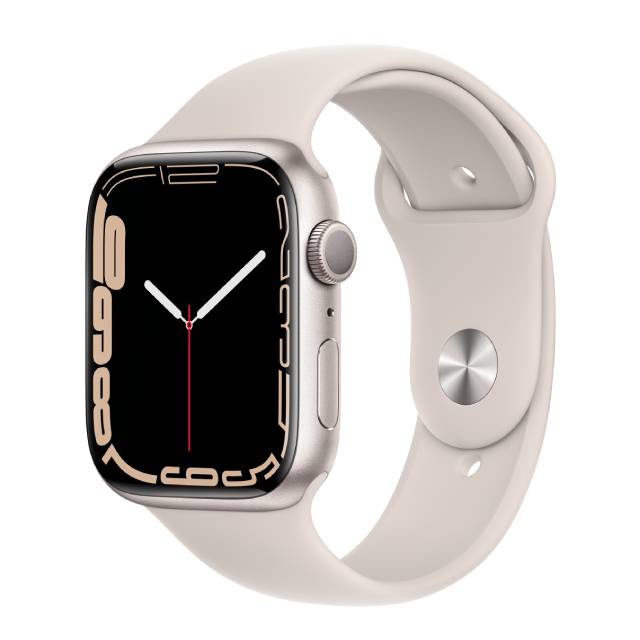 Apple Watch S7 GPS，45mm星光色鋁金屬錶殼搭星光色運動錶帶_ 台灣公司